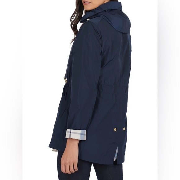 Barbour Women's Lothian Showerproof Longline Rain Jacket Navy 1X LSP0051NY51 - Picture 3 of 14